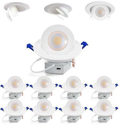 Adetu 6 inch Gimbal LED Recessed Light, 5CCT, 15W, 1700LM, 8 Pack