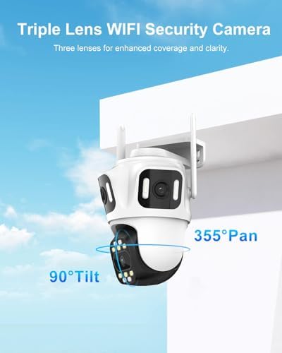 9MP Three Lens Security Camera Wireless Outdoor WiFi PTZ Camera