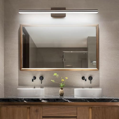 SineRise LED Modern Bathroom Vanity Light Fixtures (40-Inch, 3000K/4000K/6000K, Dimmable), Brown Wood Painted Modern Acrylic Bathroom Wall Lighting Fixtures Over Mirror