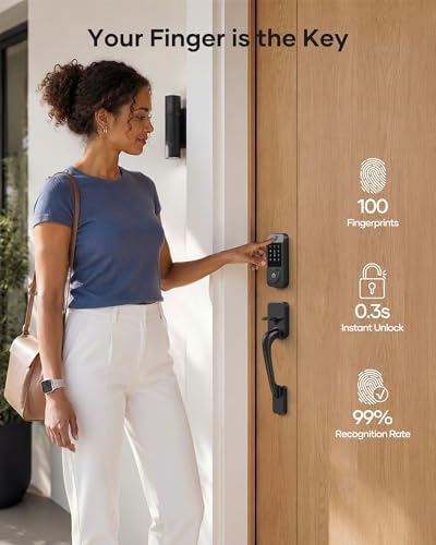 Wi-Fi Smart Front Door Lock Set, Keyless Entry Deadbolt Handle