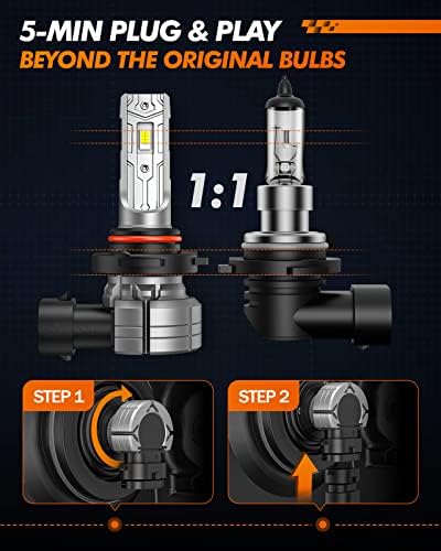 SEALIGHT 9006 LED Fog Light Bulbs, 12000LM 24W Strong Penetration 9006 HB4 LED Fog Lights, 6500k Cool White 5530 CSP Chips, IP68 Waterproof Plug and Play, Pack of 2