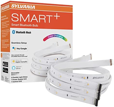 SYLVANIA Smart (3) 2ft Bluetooth Mesh Indoor LED Flex Light Strip Starter Kit for Alexa/Google/Apple HomeKit, RGBTW Full Color, Dimmable, Accessories Included - 1 Pack (75575)
