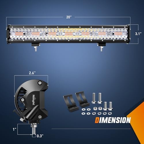 Nilight 20Inch Off-Road LED Light Bar White Amber 3 Lighting Modes
