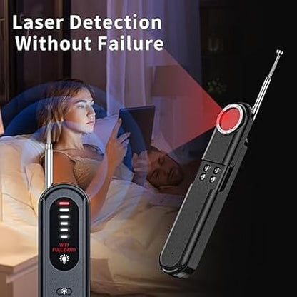 Anti-Spy Hidden Camera Detector 6-in-1, GPS Tracker & Bug Detector, RF Signal Scanner, Rechargeable Privacy Protector for Travel, Hotel, Home, Office & Car (Black)