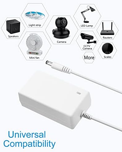 ALITOVE 12V Power Supply White 3A 36W AC Adapter 100-240V 50-60Hz to DC 12 Volt Power Cord 2A 1.5A 1A 5.5mmx2.5mm 2.1mm for LED Strip Light Lamp Digital Picture Frame Monitor Camera Router (Pack of 2)