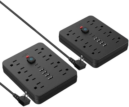 JouleLoom Power Strip Surge Protector with 8 Outlets, 4 USB and 2 USB C Ports, 5 Ft Extension Cord, Flat Plug, Wall Mount, Overload Protection Desk USB Charging Station for Home, Office