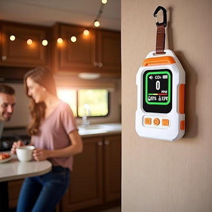 Portable Rechargeable Air Detector, Indoor Air Quality Meter, Magnetic Detector with Temperature and Humidity Monitoring, Audible and Visual Air Quality Monitor for Camping, Hotels, Travel, and RVs