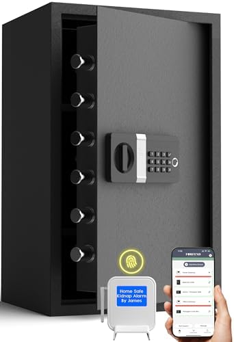 FORFEND Smart Money Safe App Alarm | Kidnap Alarm, Tamper Proof, Voice Command Depository Drop Safe Box Anti-Pry| Multi-User Cash Safe for Home Office