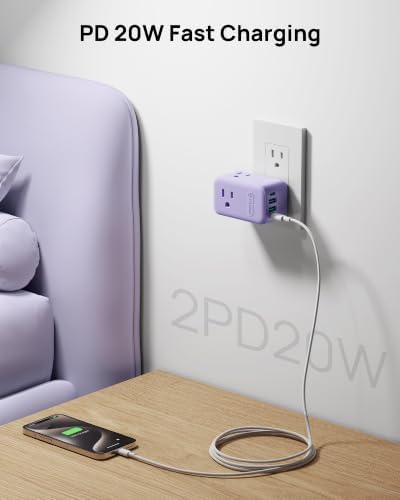 TROND Multi Plug Wall Outlet, 3 AC Outlet Extender with 360 Rotating Plug