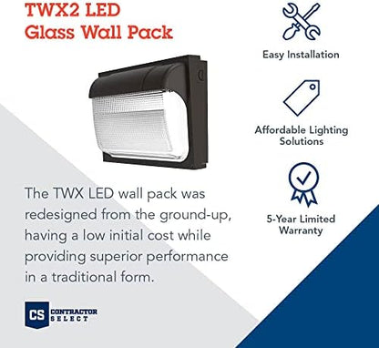 Lithonia Lighting 13" LED Wall Pack Outdoor Light, Adjustable Lumens