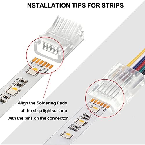 Flutesan 20 Pcs 6 Pin 12 mm LED Strip Connector RGB Lights