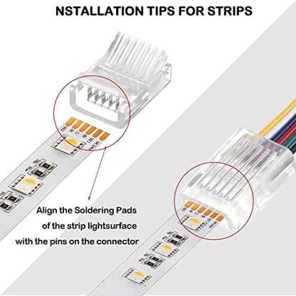 Flutesan 20 Pcs 6 Pin 12 mm LED Strip Connector RGB Lights