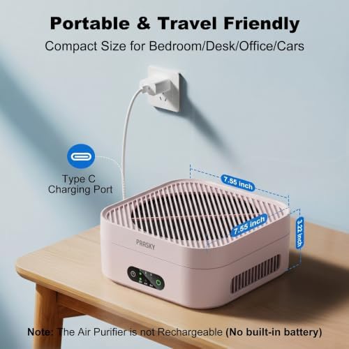 Air Purifiers for Home, 2 Filter, Plug-in, Quiet H13 True HEPA Purifier Car