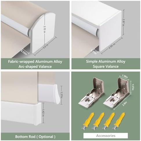 ZSHINE Motorized Blackout Roller Shades Remote Control Rechargeable(82006D)