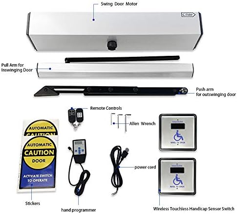 Olideauto Contactless Door Opener,Handicap Door Opener Contactless Sensor Open with 2PCS Wired Square 4.5'' Handicap Sensor Switches Olide-513N