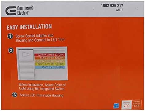 Commercial Electric 5/6 in White Integrated LED Energy Star Color Changing Recessed Trim Downlight 8 Pack…