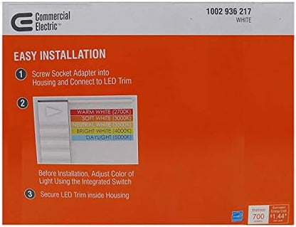 Commercial Electric 5/6 in White Integrated LED Energy Star Color Changing Recessed Trim Downlight 8 Pack…