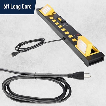 Power Strip with USB Ports and 8 Outlets - UL Listed Metal Power Strip Wall Mount Multi Plug with LED Work Light, 6ft Cord and 15A Circuit Breaker and Overload Protection by Kings County Tools