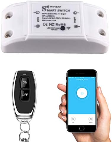 remote switch, WiFi &RF433, AC90-250V 10A, 1Gang wireless relay switch.Compatible with Alexa/Google Home,Voice Control,Timer Function.