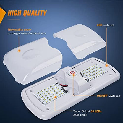 Nilight 5pcs 12V RV Interior Lights LED Ceiling Double Dome Light with ON Off Switch Lighting Natural White 4000-4500K for Car Trailer Camper Boat