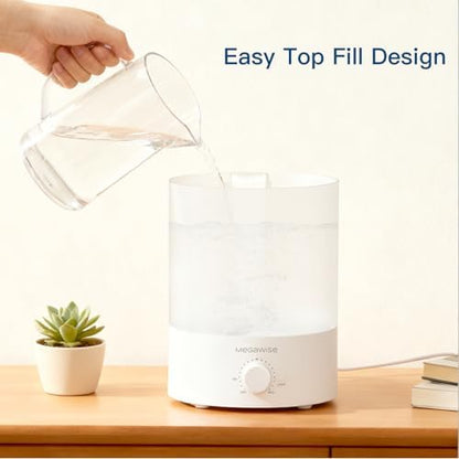 MegaWise 3.5L Cool Mist Humidifier – Whisper-Quiet Ultrasonic Vaporizer for Baby Nursery, Bedroom & Office | Top-Fill Design, Essential Oil Diffuser, Easy to Clean, 7-Color Night Light, Auto Shut-Off