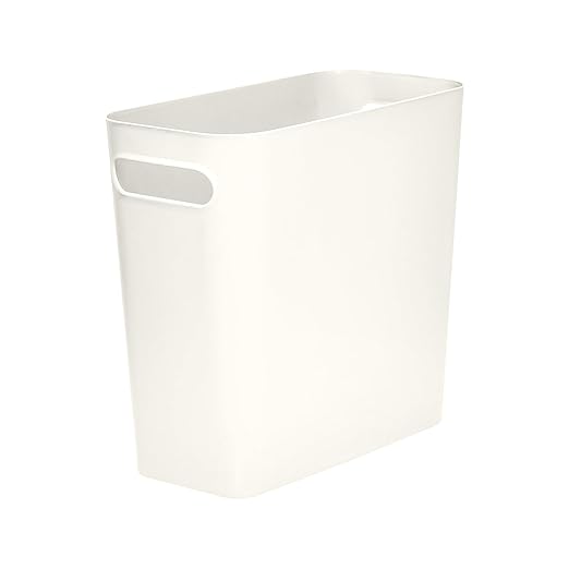 Versatile 1.8 Gallon Plastic Trash Can - The Compact Bin for Bathroom, Kitchen, or Home Office - White