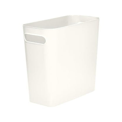 Versatile 1.8 Gallon Plastic Trash Can - The Compact Bin for Bathroom, Kitchen, or Home Office - White