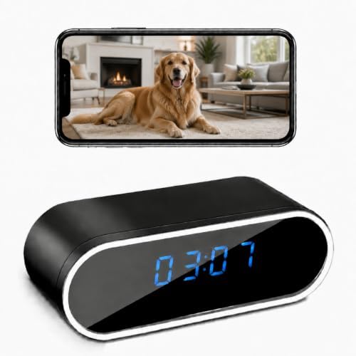 1080P HD WiFi Clock Hidden Camera, Wireless Indoor Security Spy Camera for Home Office,Surveillance Camera with Motion Detection & Night Vision, Remote Monitoring Nanny Cam for Baby Pet
