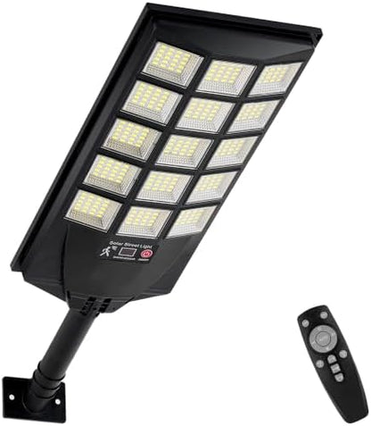 Solar Lights Outdoor Waterproof, 6500K Dusk to Dawn Solar Street Light Motion Sensor with Remote, LED Security Flood Light for Outside Garden Yard Path, Oudoor Parking Lot Lights, 1PACK