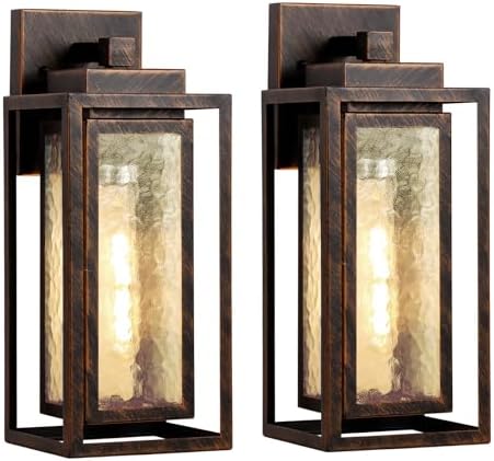 WIHTU Exterior Porch Light Fixture, Outdoor Wall Lantern, Gold-Swept Black