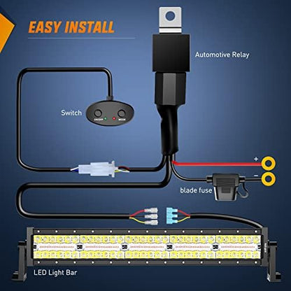 Nilight 22inch Amber White Strobe 6 Modes 480W LED Light Bar