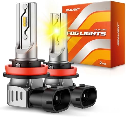 SEALIGHT H11/H8/H16 Yellow LED Fog Bulbs, 12000LM 3000K-2 Pack, for SUV