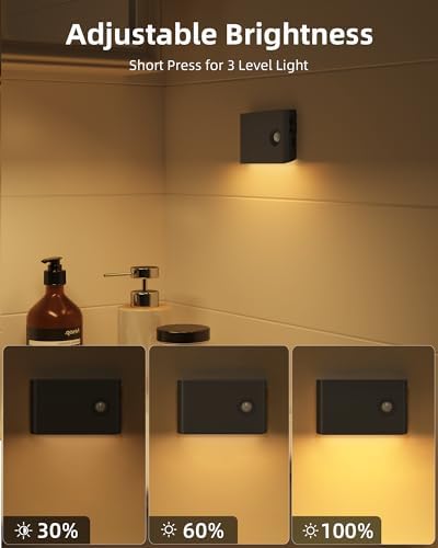 EZVALO 8 Pack Motion Sensor Night Lights Indoor, Rechargeable 1500mAh LED Stair Lights with Magnetic & Dimmable, Auto On/Off 3000K Soft White, Adhesive No Drill for Stairs, Hallway, Bathroom, Closet