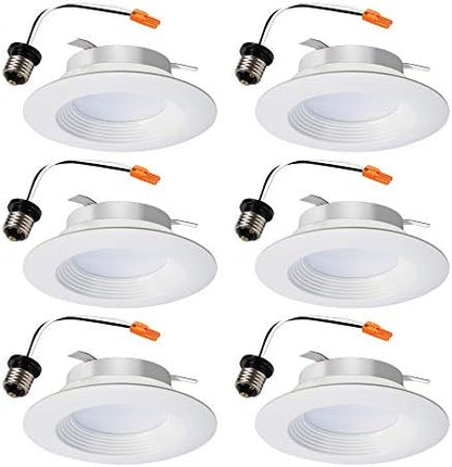 HALO 4 inch 3000K Color Temperature White Integrated LED Recessed Retrofit Trim (6 Pack)