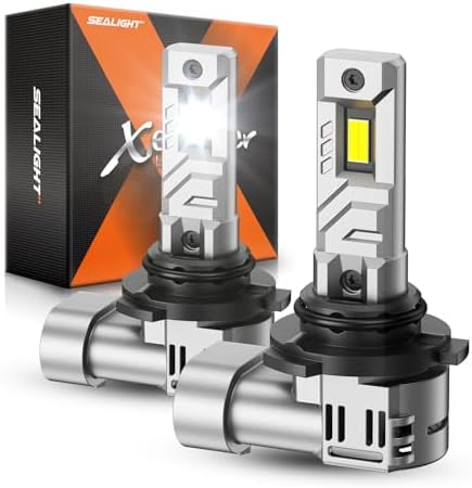 SEALIGHT 9006 Bulbs, 50,000LM 8X Brightness 9006 Fog Lights, 6500K Cool White Bulbs with 15000RPM Fan, Plug and Play, IP68 Waterproof, Pack of 2