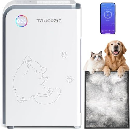 Trucozie Large Pet Air Purifier for Home up to 3000 Ft², Absorbs Floating Cat and Dog Hair, Smart WiFi, 3-in-1 Filter with Anion, Activated Carbon & HEPA for Pet Allergies, Smoke, Dust, White