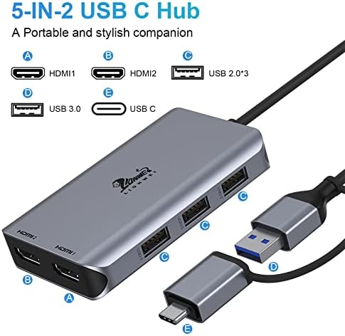 LIONWEI USB 3.0 to Dual HDMI Docking Station for MacBook (Driver Needed)