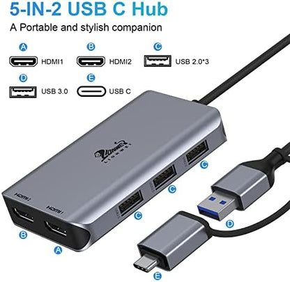 LIONWEI USB 3.0 to Dual HDMI Docking Station for MacBook (Driver Needed)