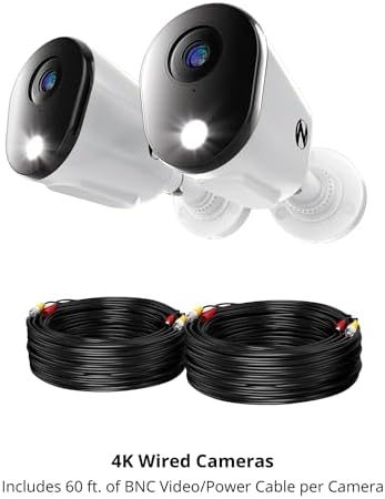 Night Owl Add On Wired 4K HD Indoor/Outdoor Deterrence Cameras with 2-Way Audio (2-Pack) (Requires Compatible DVR - Sold Separately) (2 Camera)