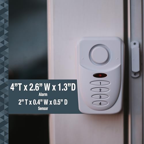 Sabre Elite Wireless Door Alarm with Exit/Entry Delay Mode, Home Mode & Keypad, Deters Intruders w/ 120dB Alarm Heard Up to 1,500 ft, Versatile Settings, Works on Both Left & Right Side Opening Doors