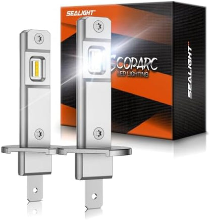 SEALIGHT H1 ATV Bulbs 70000LM Super Bright, Mini Size S6 H1 Light No Adapter Required No Cordless, 6500K Cool White, Plug-N-Play, Driving Fog Spot Light Assemblies, Pack of 2