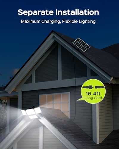 SUPERDANNY Solar Lights Outdoor Remote Control with 16.4ft Cable 1 Pack