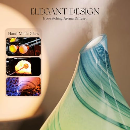 Porseme Essential Oil Diffuser 150ml Handmade Glass Diffuser 6H Runtime