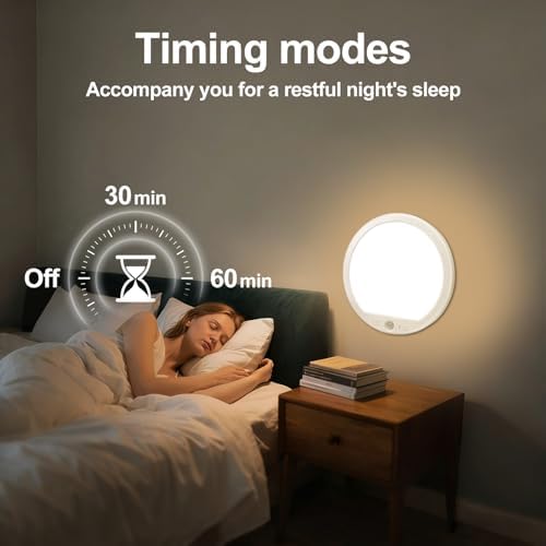 Rechargeable Motion Sensor Ceiling Light with Remote,Round,2 Pack