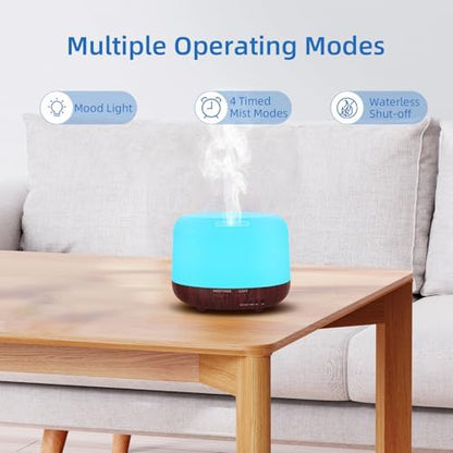 SPLITSKY 300ml Essential Oil Diffuser for Bedroom with 7-Color LED Light