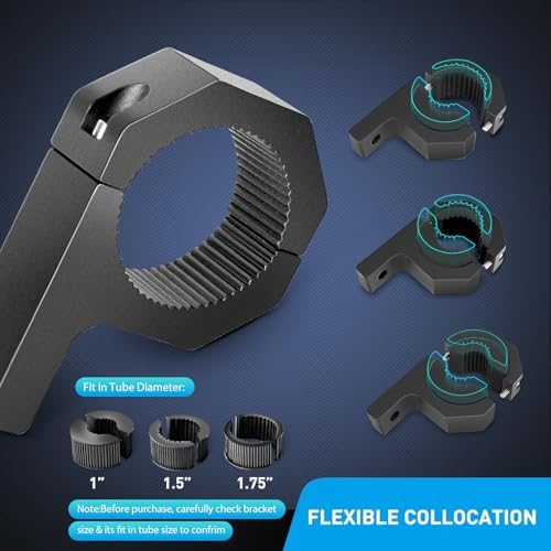 Nilight 2 Pack Off Road LED Light Mount Bracket, Horizontal Tube Clamp