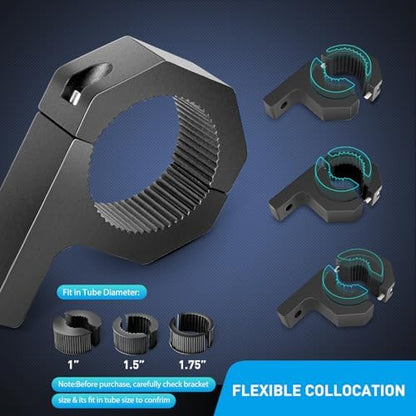 Nilight 2 Pack Off Road LED Light Mount Bracket, Horizontal Tube Clamp