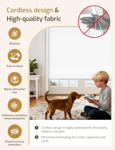 Grandekor No-Drill No Tools Motorized Blinds with Remote | 35Wx72H White
