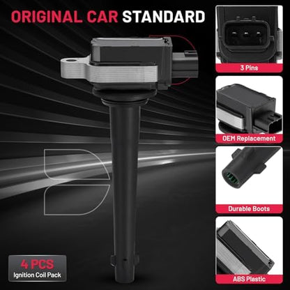 BDFHYK Ignition Coil Packs Compatible with Nissan 2007-2009 Sentra 2.0L l4,Coil for GN10325 221604014 COP455 48974 358000651 CUF066 1788316 C679 SKIC199 5C1621 96389 IGC3863D UF-591 UF591 Set of 4