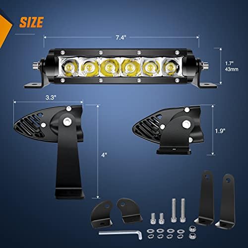Nilight Led Pods Light Bar Super Slim 2Pcs 7 Inch 30W Spot Driving Fog 3600LM Off Road Lighting for Trucks Pickup SUV ATV UTV Boat 4x4 Van Camper - 2 Style Mounting (Pack of 10)